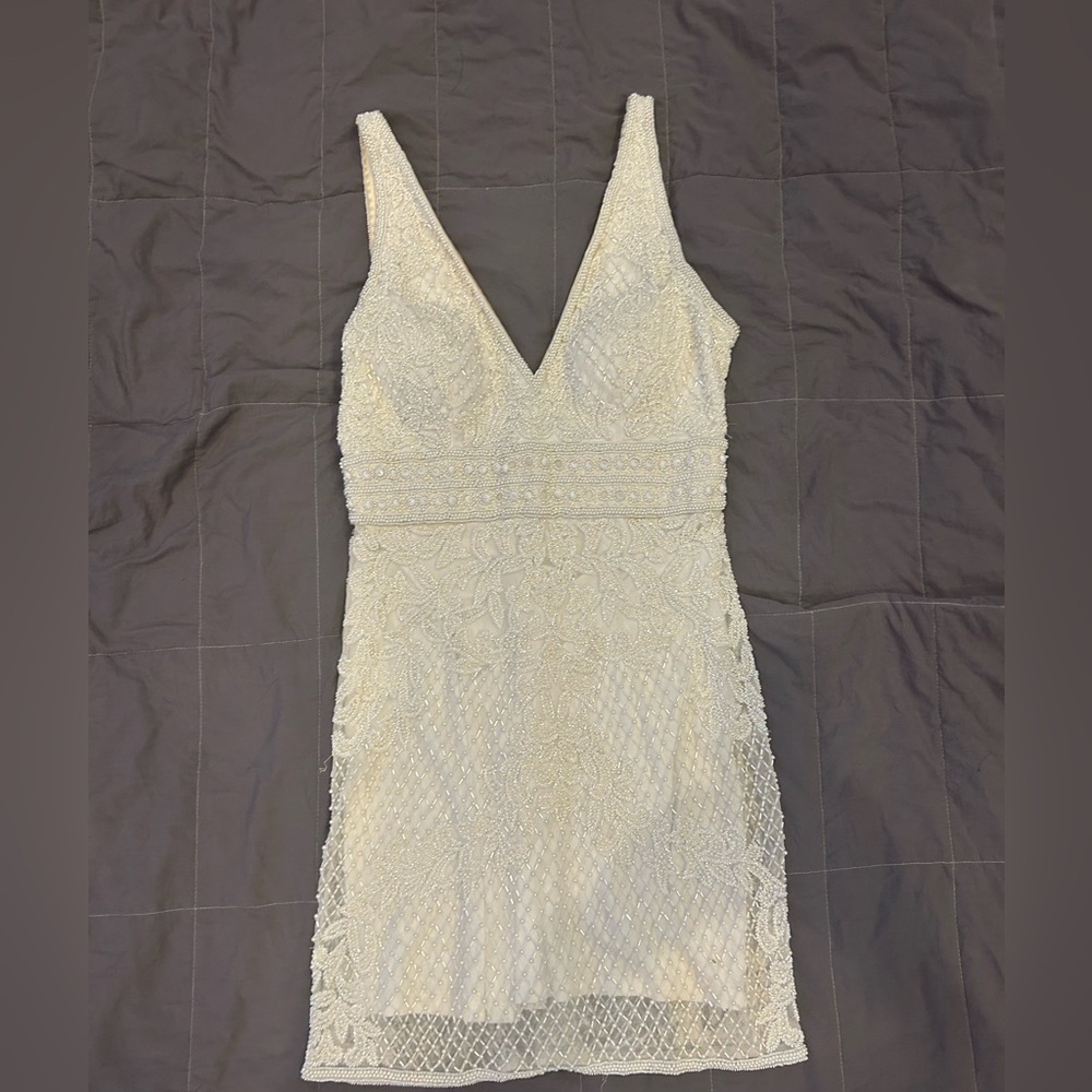 White size 10 Sherri Hill sequin dress